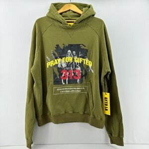 NWT GFTD‎ LA Pray For Gifted 313 Hoodie Wash Olive Green Men’s L Streetwear